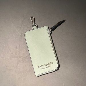 Kate Spade Medium L-zip wallet holder Mint color preloved
